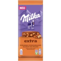 Шоколад молочний з соленою карамеллю та мигдалем extra Milka 190 г