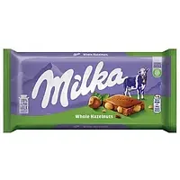 Шоколад молочний з цілим фундуком Milka 95 г