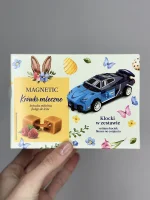 Цукерки корівка з малиною + конструктор лего машинка Magnetic 80 г