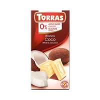 Шоколад білий з кокосом без цукру та глютену Torras 75 г