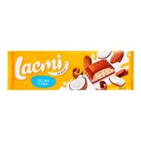 Шоколад молочний з мигдалем, кокосовим кремом та рисовими кульками Lacmi 280 г